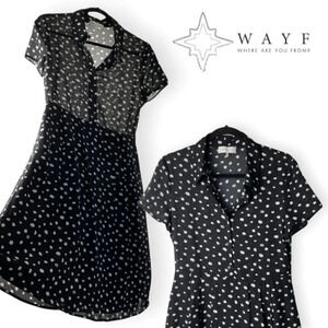 WAYF Black and White Polka  Dot Dress